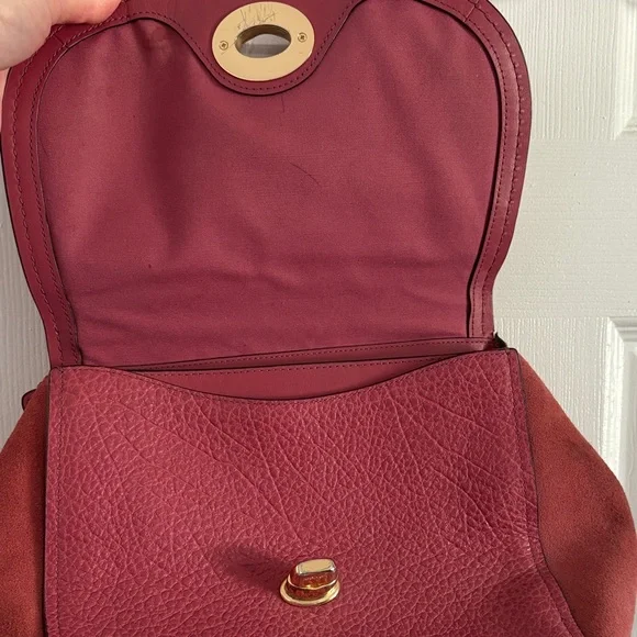 Coach Pink Rouge Faye Crossbody Bag with Top Handle Mixed Material Suede Leather - Picture 8 of 14